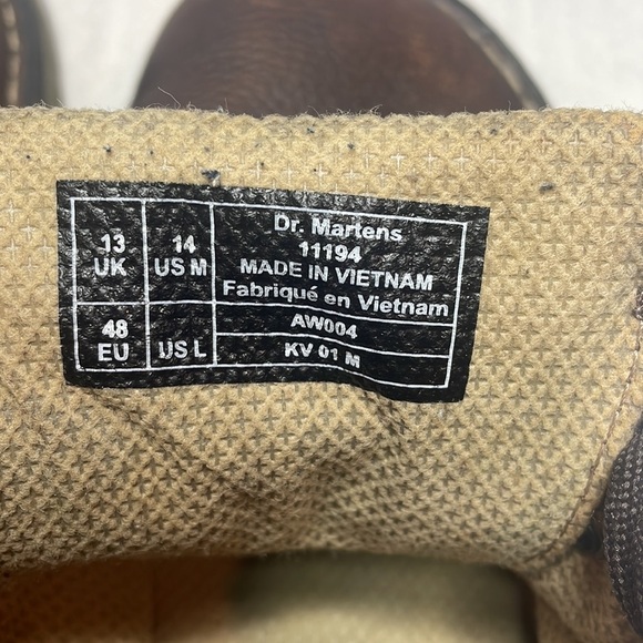 Dr. Martens Brown Leather Lace up Oxford Lug Sole Size 14 - Picture 3 of 4